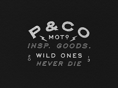 P&Co. MOTO INSP. GOODS T SHIRT DESIGN branding custom lettering design hand drawn lettering lock up