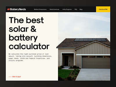 Solar Energy: Calculator Page branding design energy enviroment house inteface minimal simple solar battery solar panel ui vector