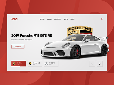 NZD – Super Car Website car concept design interface porsche ui vector