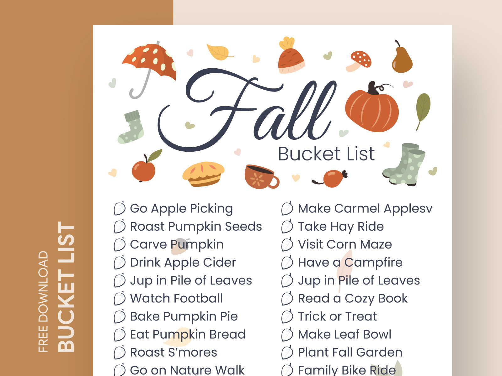 Fall Bucket List Free Google Docs Template by Free Google Docs