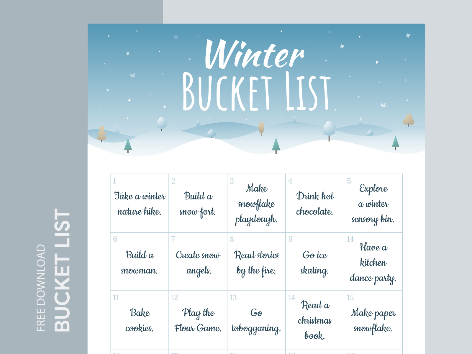 Winter Bucket List Free Google Docs Template by Free Google Docs