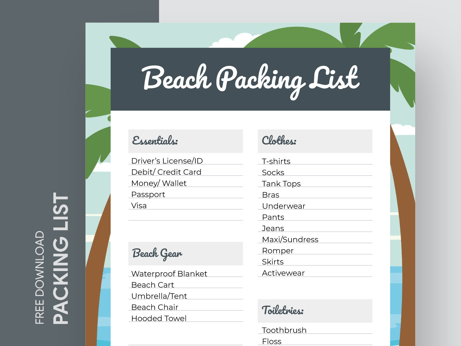 Beach Packing List Free Google Docs Template by Free Google Docs ...