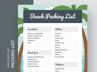 Beach Packing List Free Google Docs Template
