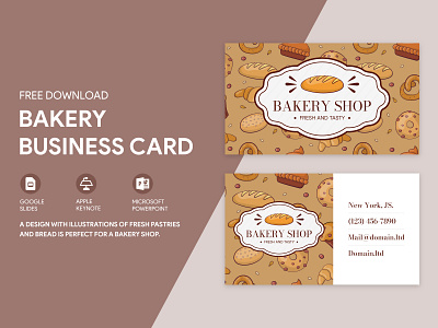 Bakery Business Card Free Google Docs Template bake bakery business card cards confection confectioner confectionery design doc docs food free freebie google printing template templates visit