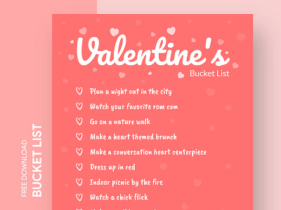 Valentine’s Day Bucket List Free Google Docs Template