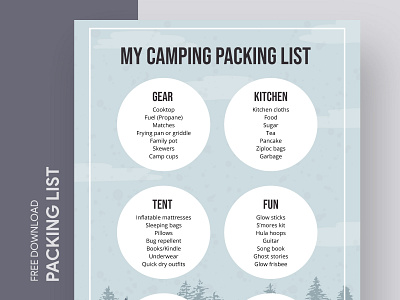 Forest Camping Packing List Free Google Docs Template check checklist design doc docs document free freebie google list packing print printing template templates