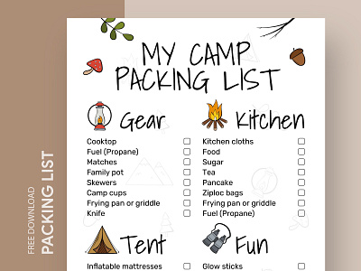 My Camp Packing List Free Google Docs Template camp camping check checklist design doc docs document free freebie google list packing print printing template templates