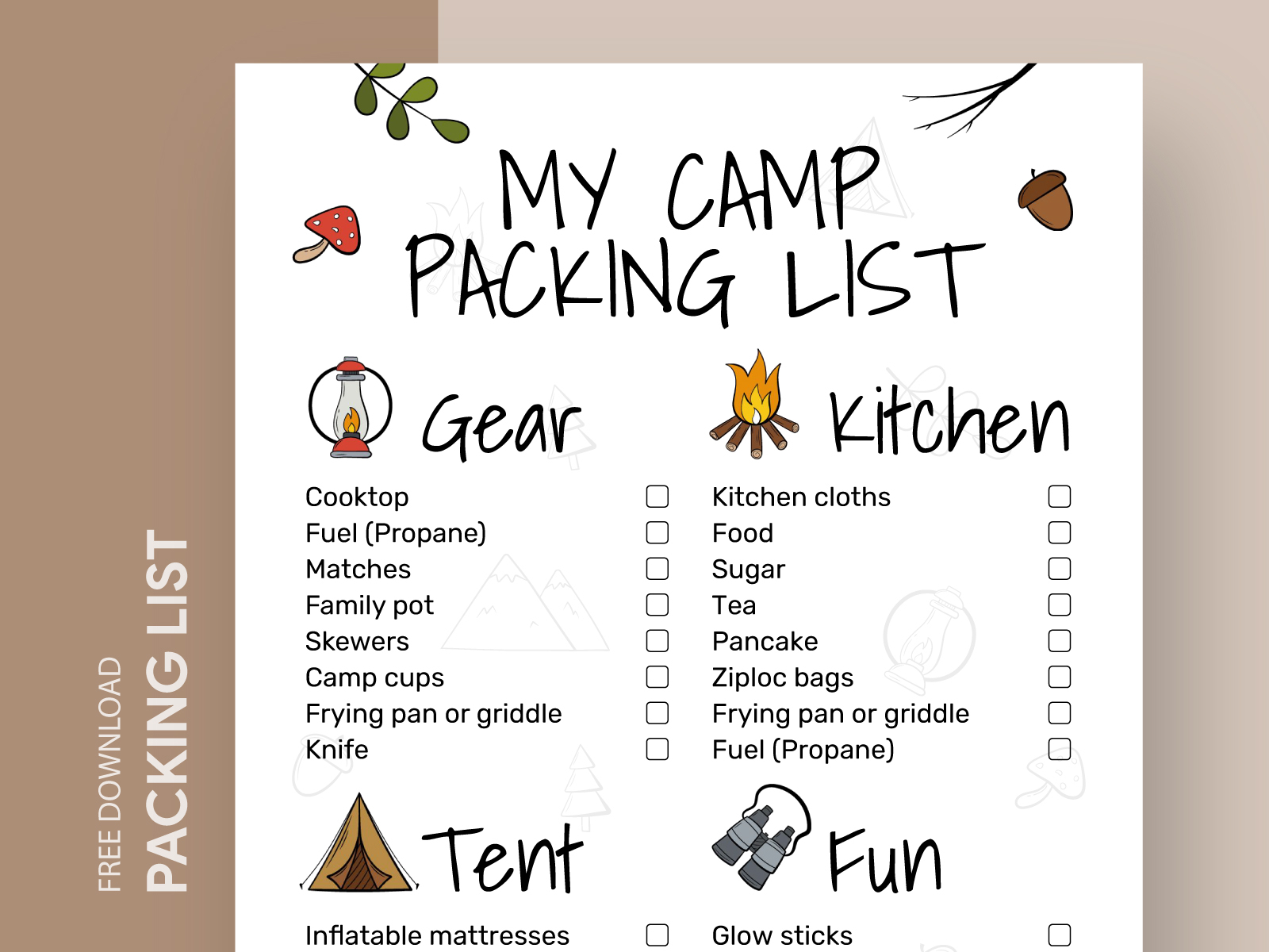 My Camp Packing List Free Google Docs Template by Free Google Docs ...