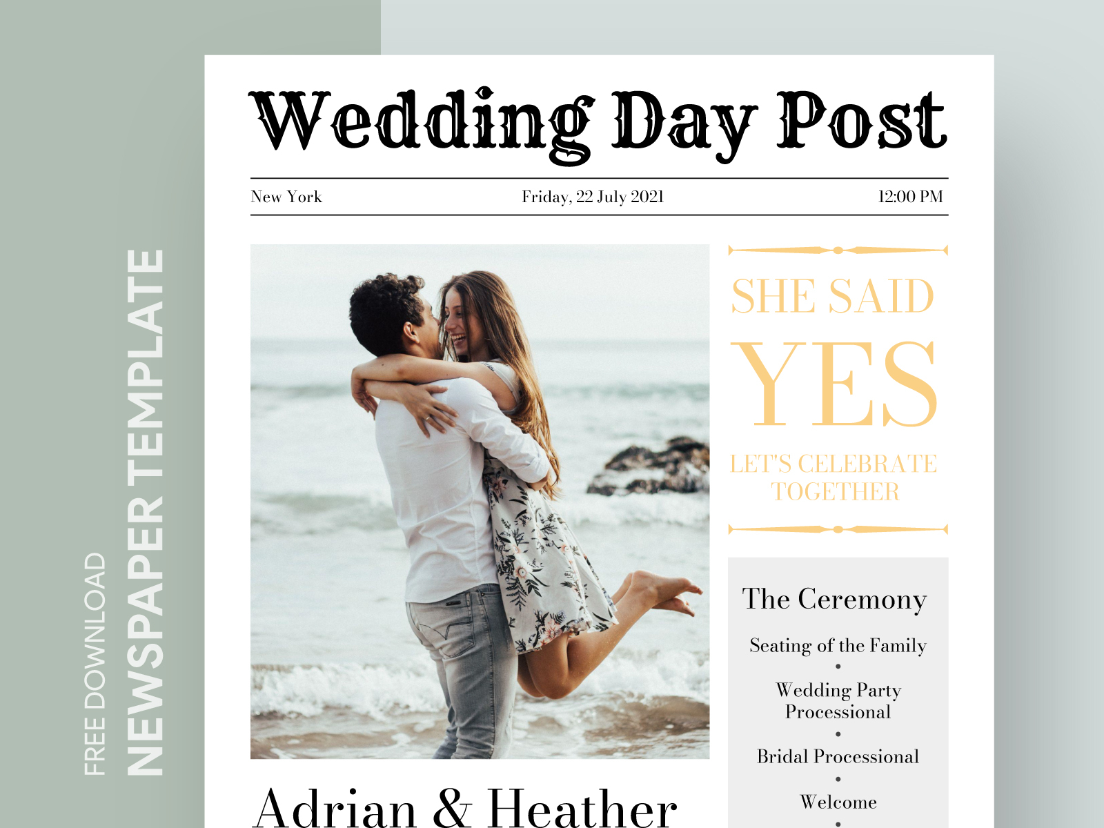 free newspaper template for wedding program