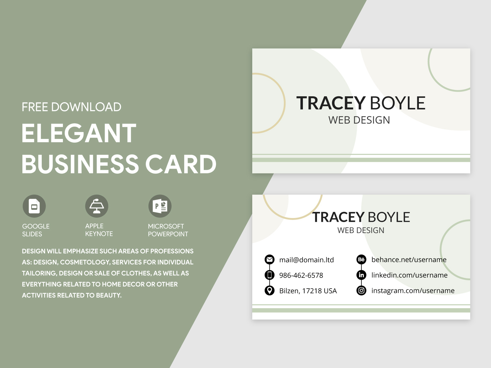 Elegant Business Card Free Google Docs Template by Free Google Docs