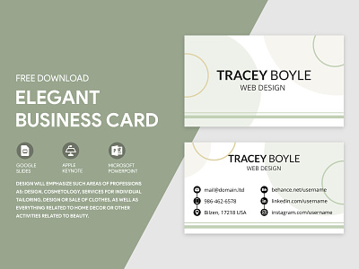 Elegant Business Card business card cards design doc docs document free freebie google illustration print printing template templates visit visiting