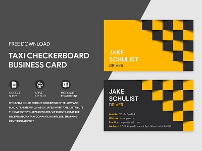 Taxi Checkerboard Business Card Free Google Docs Template business cab card cards city doc docs freebie google print printing service taxi template templates visit visiting