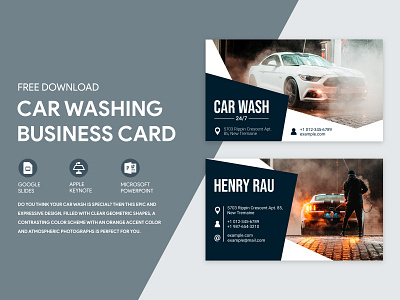 Car Washing Business Card Free Google Docs Template business card cards design doc docs document google print printing template templates visit visiting