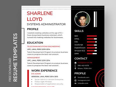 Red Resume Free Google Docs Template