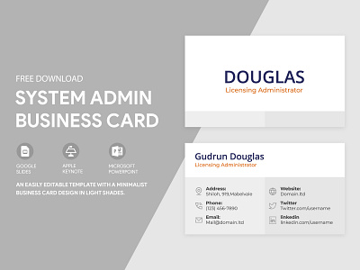 System Admin Business Card Free Google Docs Template admin business card cards doc docs document google print printing system template templates visit visiting