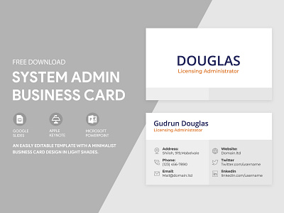 System Admin Business Card Free Google Docs Template