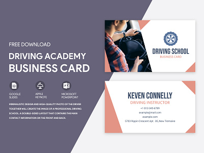 Driving Academy Business Card Free Google Docs Template academy business card cards doc docs document google high illustration ms print printing school template templates visit visiting word