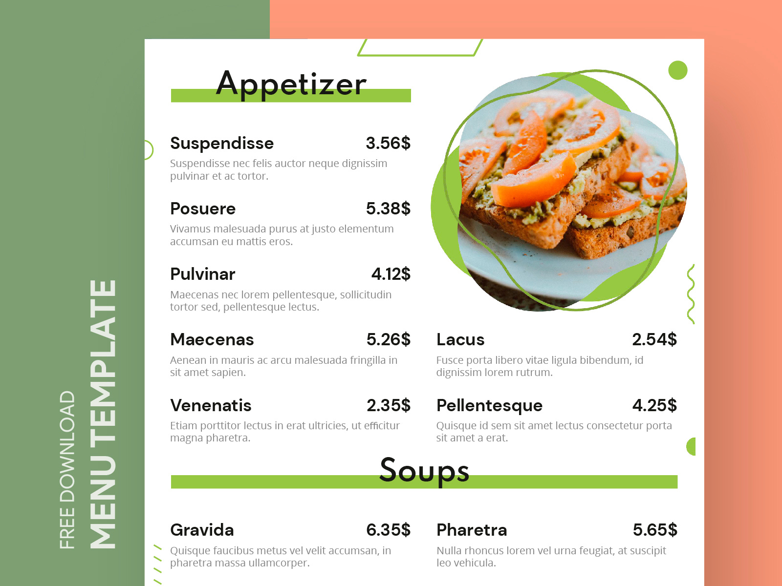 Healthy Food Menu Free Google Docs Template by Free Google Docs