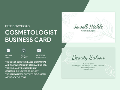 Cosmetologist Business Card Free Google Docs Template