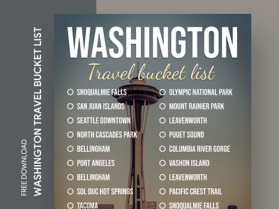 Washington Travel Bucket List Free Google Docs Template bucket bucketlist check checklist journey list tour tourism tournament tours travel traveling trip voyage wish wishlist