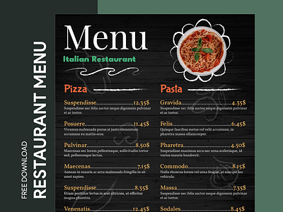 Italian Food Menu Free Google Docs Template cafe coffee design doc docs document google luncheonette menu print printing restaurant template templates