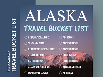 Alaska Travel Bucket List Free Google Docs Template bucket bucketlist check checklist doc docs google list print printing template templates tour tourism travel traveling trip voyage wish wishlist