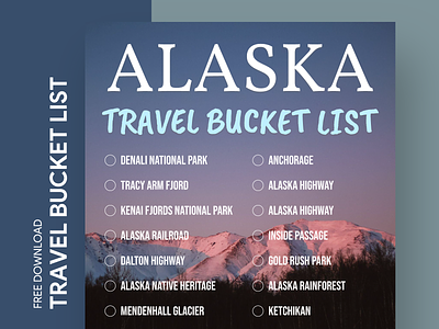 Alaska Travel Bucket List Free Google Docs Template