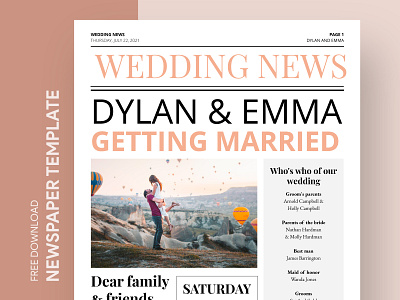 Wedding Newspaper Free Google Docs Template design doc docs document gazette google journal magazine marriage ms newspaper print printing template templates wedding word