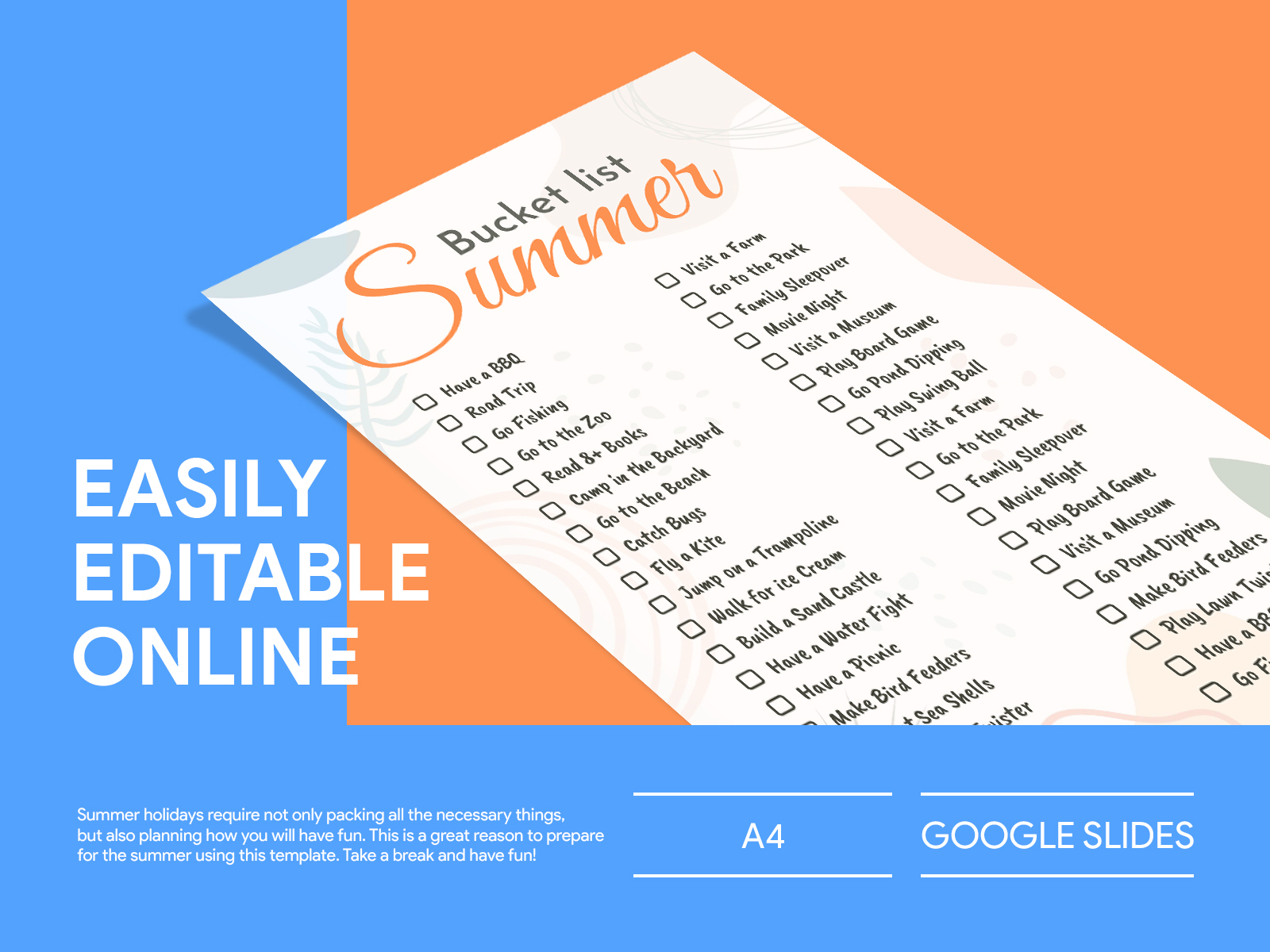 Best Summer Bucket List Free Google Docs Template 