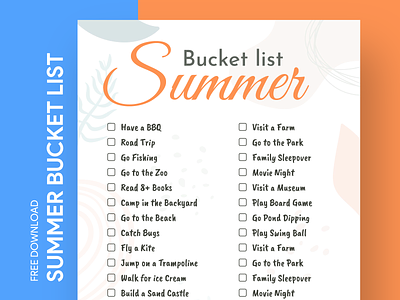 Summer Bucket List for Adults Free Google Docs Template