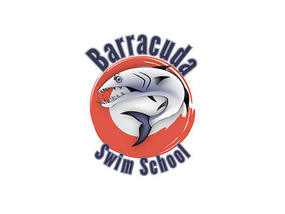 Barracuda Swim School animal barracuda fish logo swim teeth water