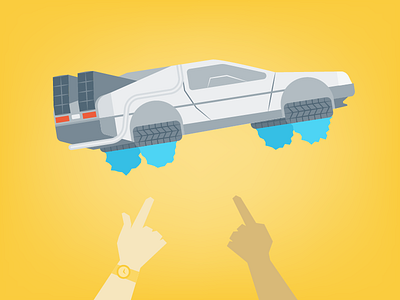 To the Future back to the future delorean flying car up in the sky