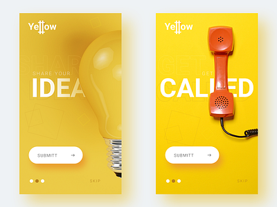 Yellow Onbording pages best shots best ui designer gmarellile ios mongi ayouni onboarding tunisia ui uitrends user experience user interface ux