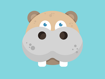 hippopotamus Flat Illustration