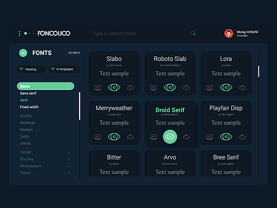 FONCOLICO - Fonts Manager colors fonts gmarellile icons mongi ayouni tunisia ui uitrends user experience user interface ux