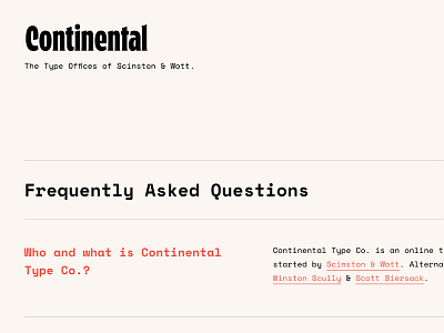 Continental Type Co. Landing Page landing page typography web design web development