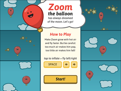 Zoom the Balloon balloon clouds flat game node node knockout sky
