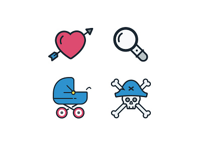 More WoM Icons baby foodie heart icons magnifying glass pirate pirate hat search skull stroller