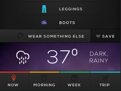 Wheather App - WIP (v1) app black clothing dark icons iphone ui weather wheather