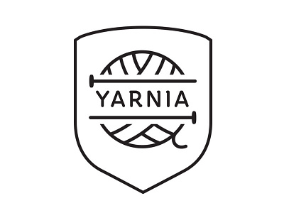 Yarnia Branding, v1 branding crest logo yarn