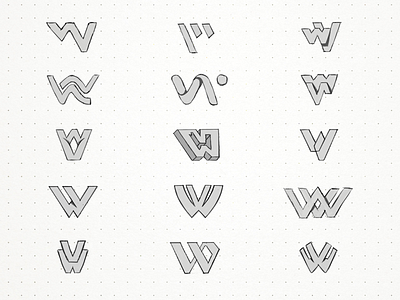 W + V monogram sketches