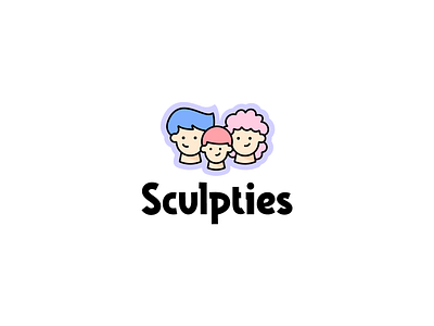 Sclupties branding clay cute family figures flatdesign illustraion logo logo design mark portrait portraits simple symbol ui ux
