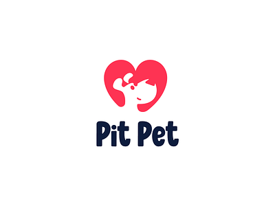 PIT PET LOGO DESIGN branding cute dog heart illustration logo logodesign logodesigner love mark minimal modern pet symbol