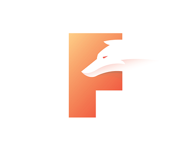 F for Fox animal fox gradient icon logo mark symbol