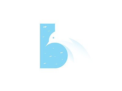 B for Bird animal bird birds gradient logo mark negativespace symbol