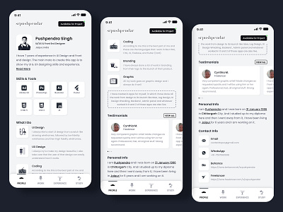 Profile UI Light  - Personal Resume App UI