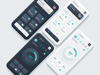 Smart Home UI Dark and Light Together app app design app ui dark app ui dark ui design flat light app ui light ui smart home dark ui smart home ui ui ui design ux ux design