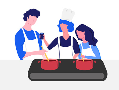 Cooking Class blue character cooking cooking class design flat illustration together vector
