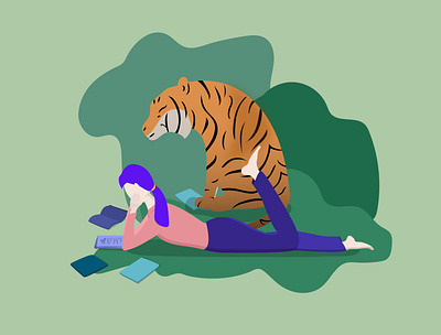 Tiger & Lily character flat illustraion story surrealism tiger vector