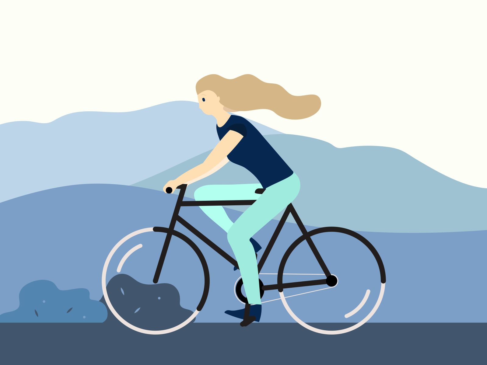 Cycling bycicle character flat illustraion rider vector